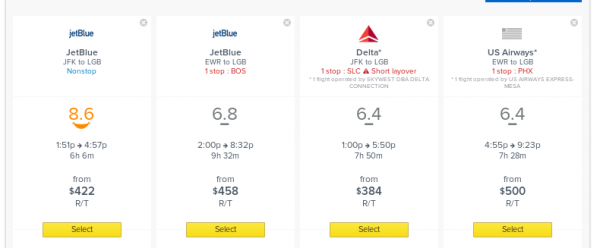 screenshot of a screenshot of a flight schedule