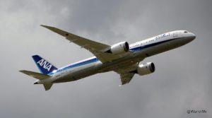 The 787 flies over the Farnborough International Airshow