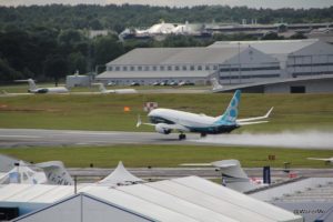 Boeing's 737 MAX takes off at Farnborough, showing off its capabilities
