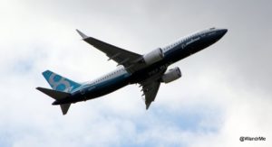 The Boeing 737 MAX overhead at the Farnborough International Airshow 