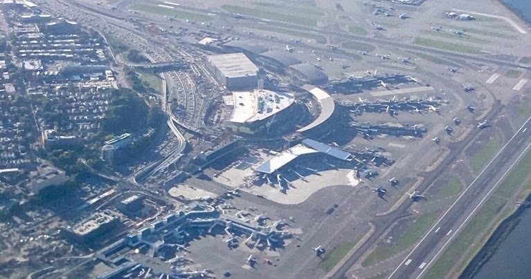 an aerial view of an airport