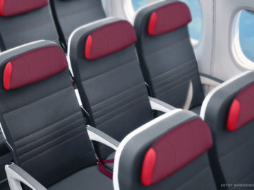 A pretty terrible rendering of the new Rouge A321 Economy seats from Air Canada