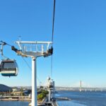 a cable car going over water